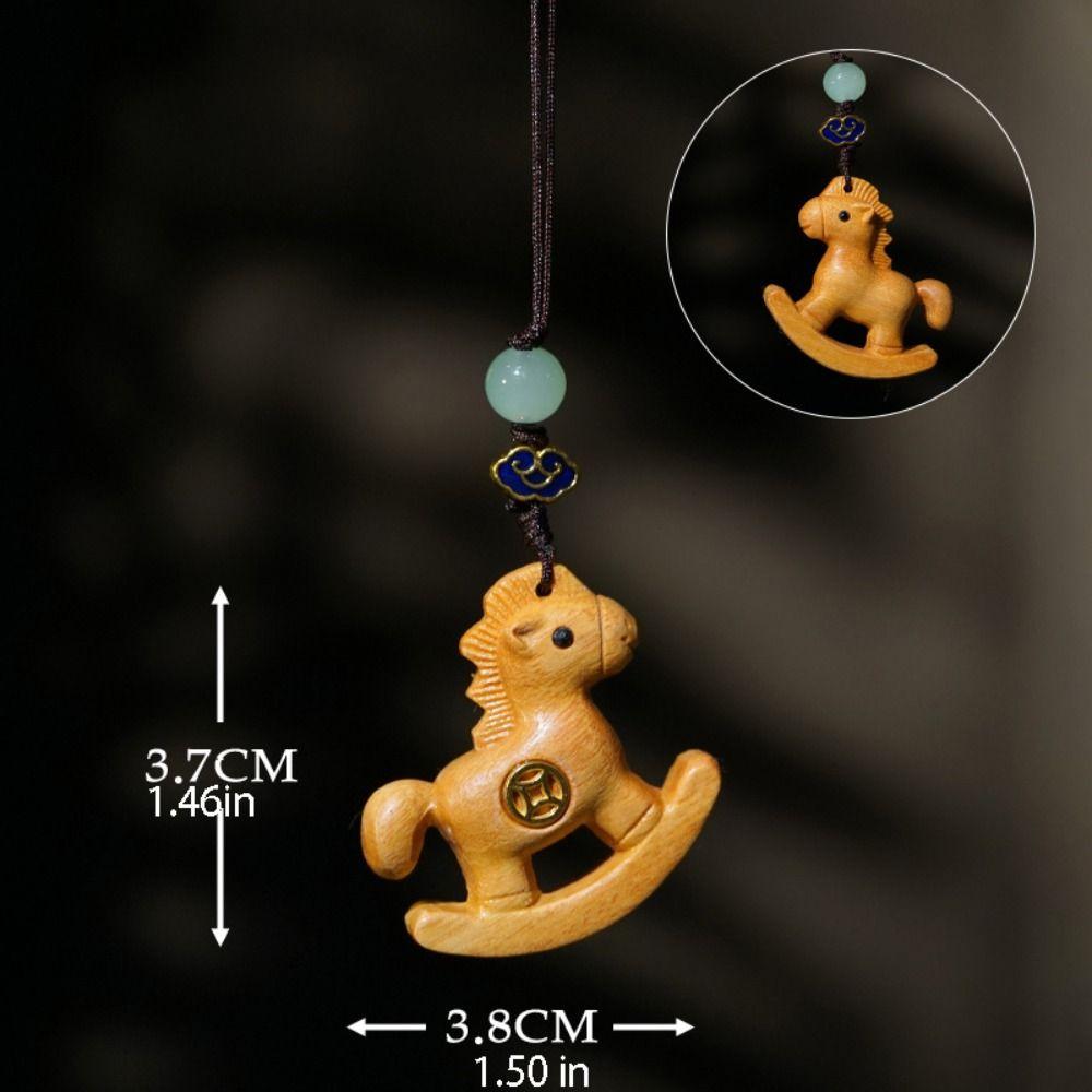 Traditional Horse Keychain Wooden Horse Pendant Backpack Ornaments Car Keychain  Bag Decoration