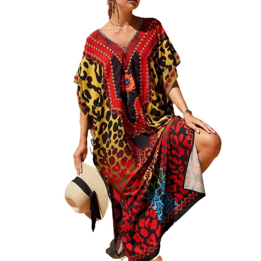 Leopard Print Evening Dress for Women - Colorful, Loose, Plus Size