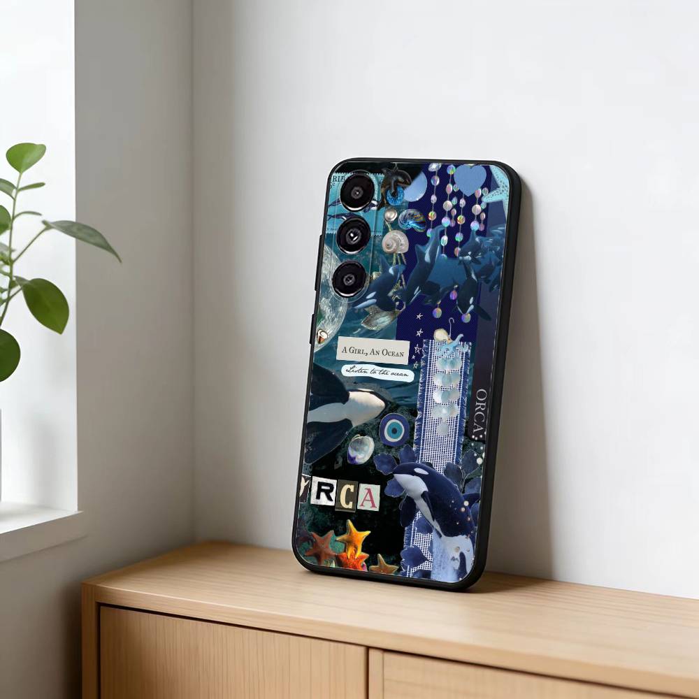 A M-Marine Whale P-Puzzle Phone Case For Samsung Galaxy A91,80,73,72 ,71,53,52,32 ,31,22,21s,20,Soft Black Case