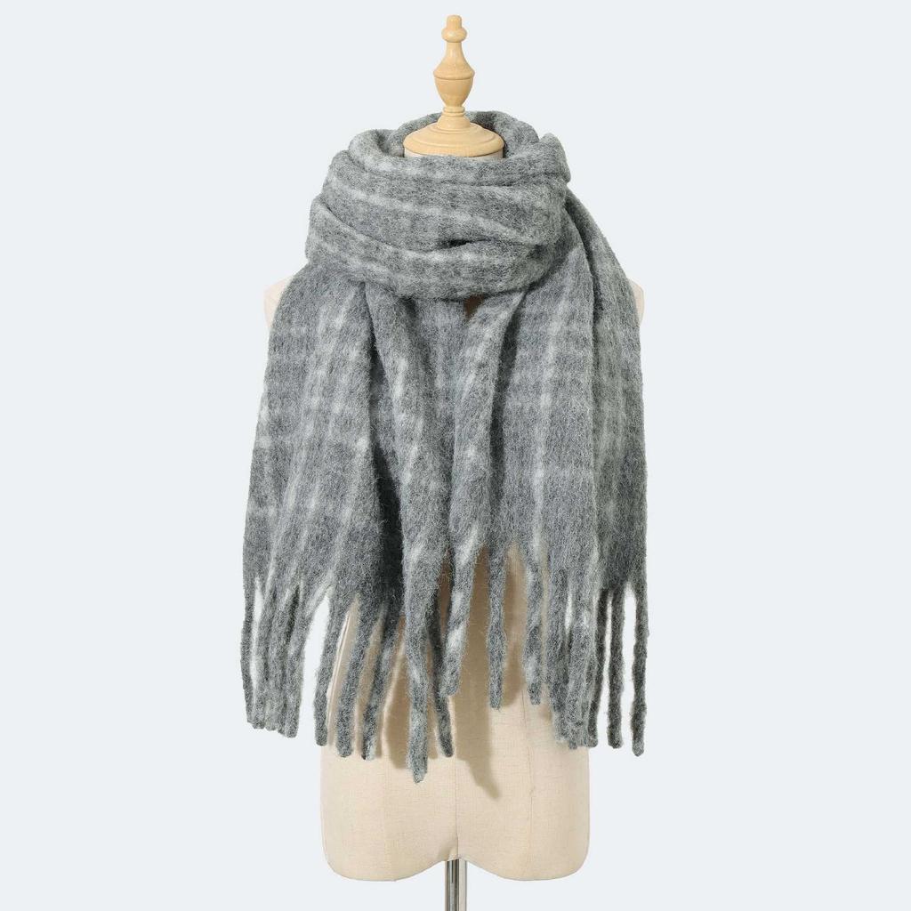 Wool Blended High-end Scarf Ankola Red Plaid Scarf Women's Winter Atmosphere Versatile Scarf