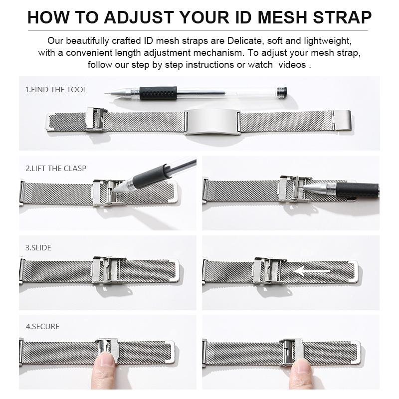Personalized Mesh Bracelet for Women,Custom Engrave Inspiration Quto Name Wristband, Adjustable Chain Stainless Steel