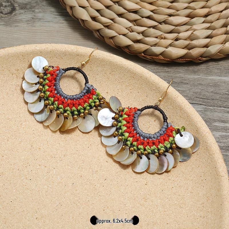 Bohemian Ethnic Dangle Earrings - Women's Hand-Woven Vintage Holiday Long Earrings