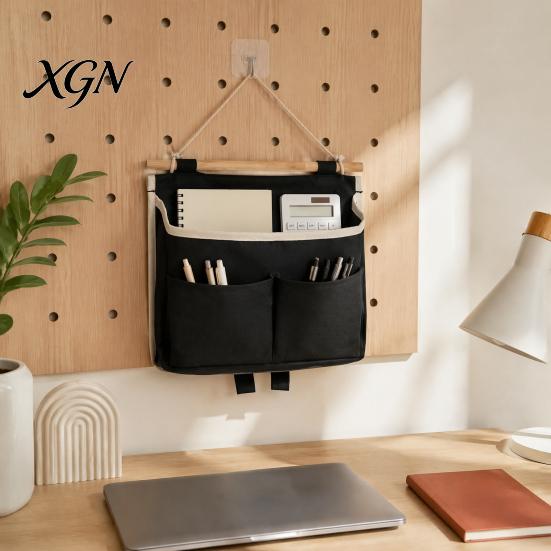 Waterproof Wall Mounted Storage Hanging Bag with 3 Pockets, Cotton And Linen Closet Pouch, Over The Door Organizer for Bedroom Bathroom Daily
