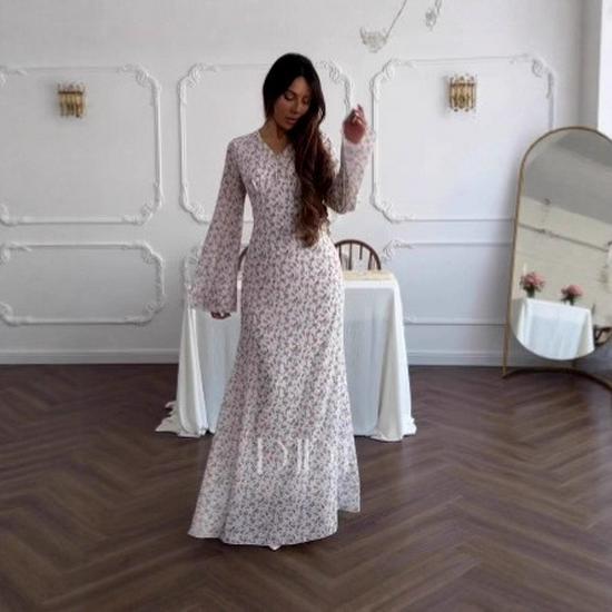 2025 Floral Slimming Autumn Long Dress for Women