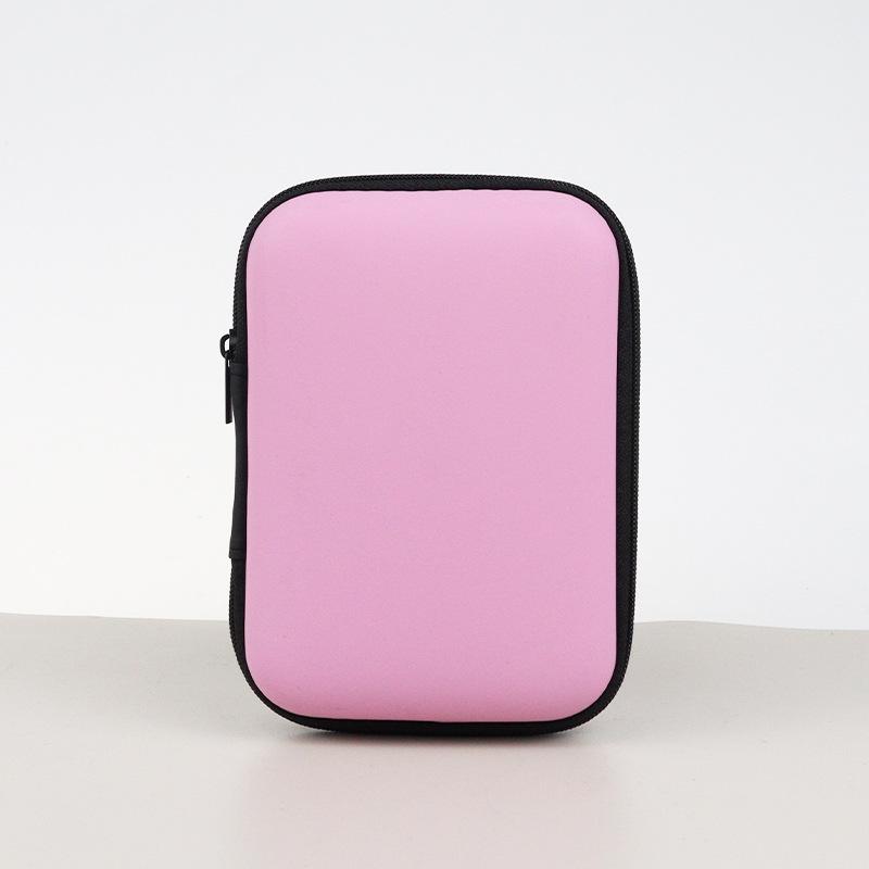 

Compact EVA Storage Bag for Bluetooth Earbuds, Hard Drives, and Data Cables with Drop-Proof Zipper 14 x 10 x 4.5 cm розовый