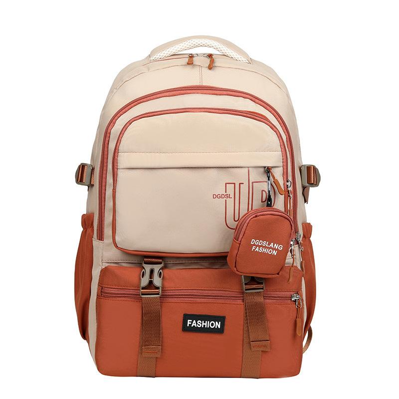 Contrasting color backpack Female student schoolbag College niche lightweight backpack Simple casual junior high school student backpack