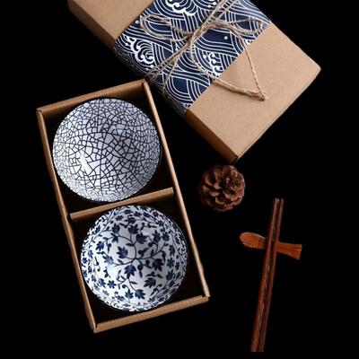 Wo Ding Blau-Weißes Porzellan Japanisches Geschirr Geschenkset