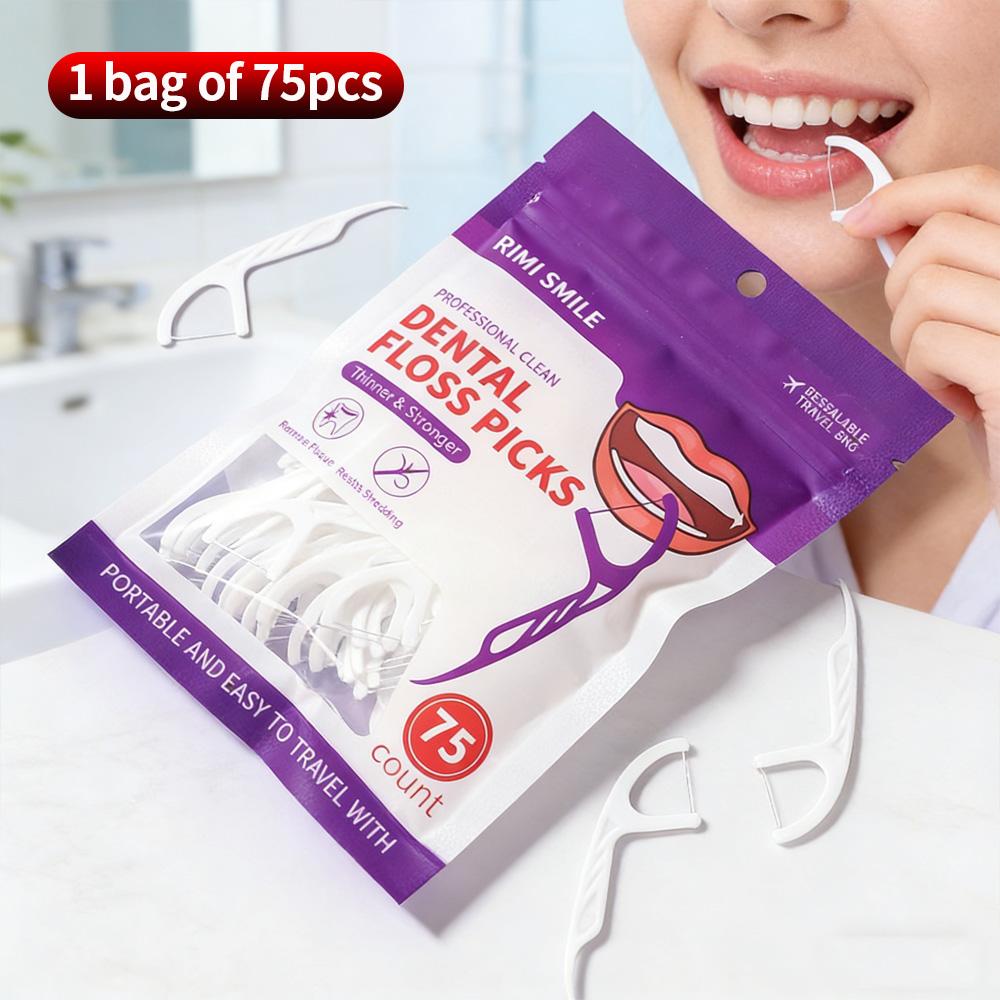 

75/150/225Pcs Disposable Dental Floss Picks Extra Thin Toothpicks Teeth Cleaning Oral Care Kit