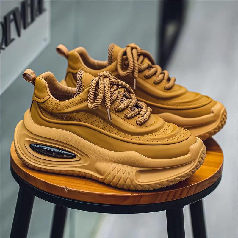 Chunky Sneakers Mens Designer Board Shoes Fashion Casual Microfiber Leather Fabric Breathable Increased Internal Platform Shoes