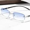 Luxury Frameless Diamond Cut Edge Minus Glasses for Men Women Ultralight HD Anti Blue Light Myopia Eyeglasses Diopter 0 To -4.0