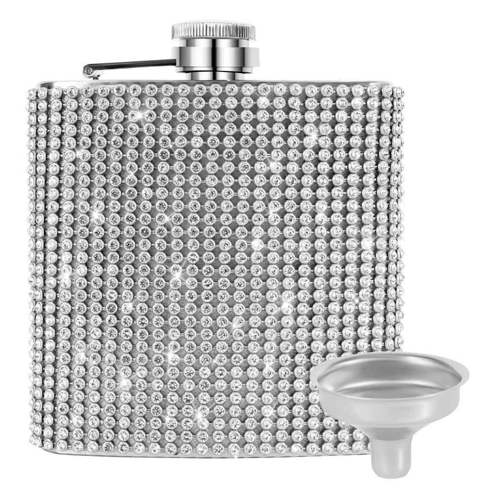 6oz High Quality Bling Diamond Wine Whisky Pot Bottle Stainless Steel Hip Flasks Drinker Alcohol Bottle Funnel Travel Wine Cup