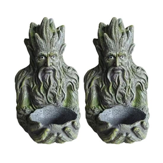 Baumgesicht Vogelhäuschen Harz Baum alter Mann Skulptur Vogelfutterhalter Wetterfest Outdoor Vogelhäuschen für Garten Terrasse Hof Dekoration