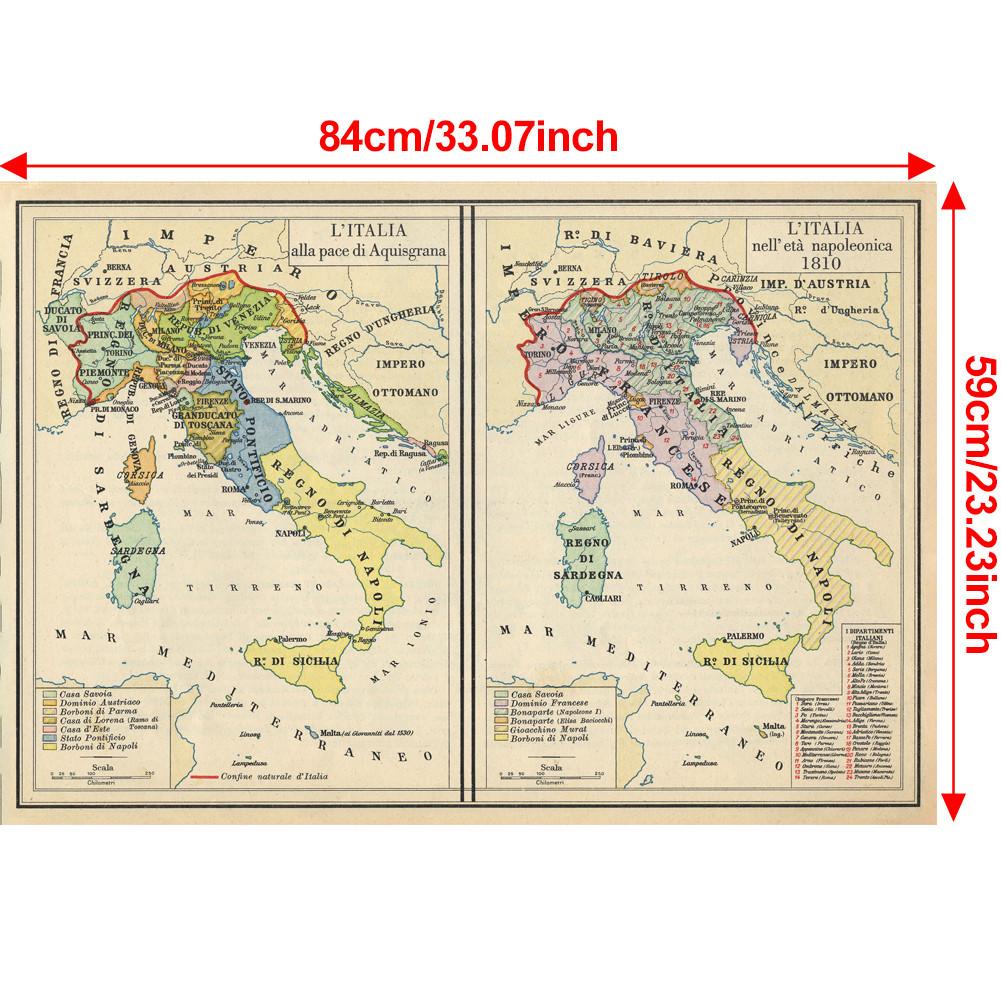 Fundal Harta Italiană-Harta Italiei Vintage,Decor de Perete Decor Acasă,Studiu,Instrumente Geografice,Instrumente Turism/educație