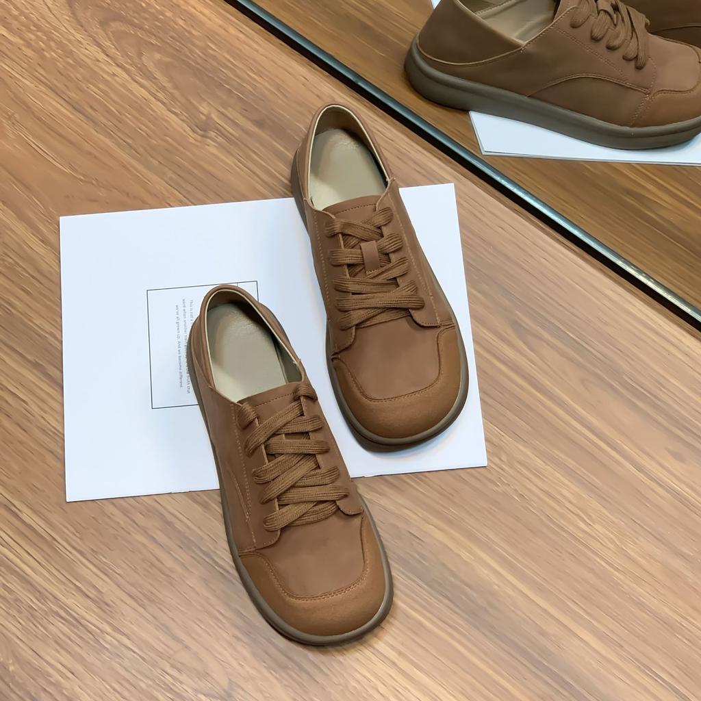 Grape mother platform casual shoes women comfortable wear big head shoes Korean version fashion small leather shoes campus retro board shoes women