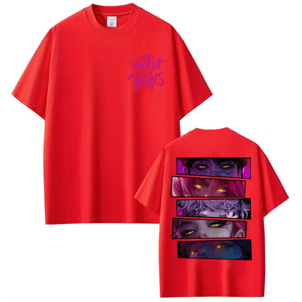 Kpop Anime Demon Hunter Saja Boys T Shirt Men's Women Vintage Trendy Popular T Shirt Oversized Cotton Casual T-Shirts Streetwear