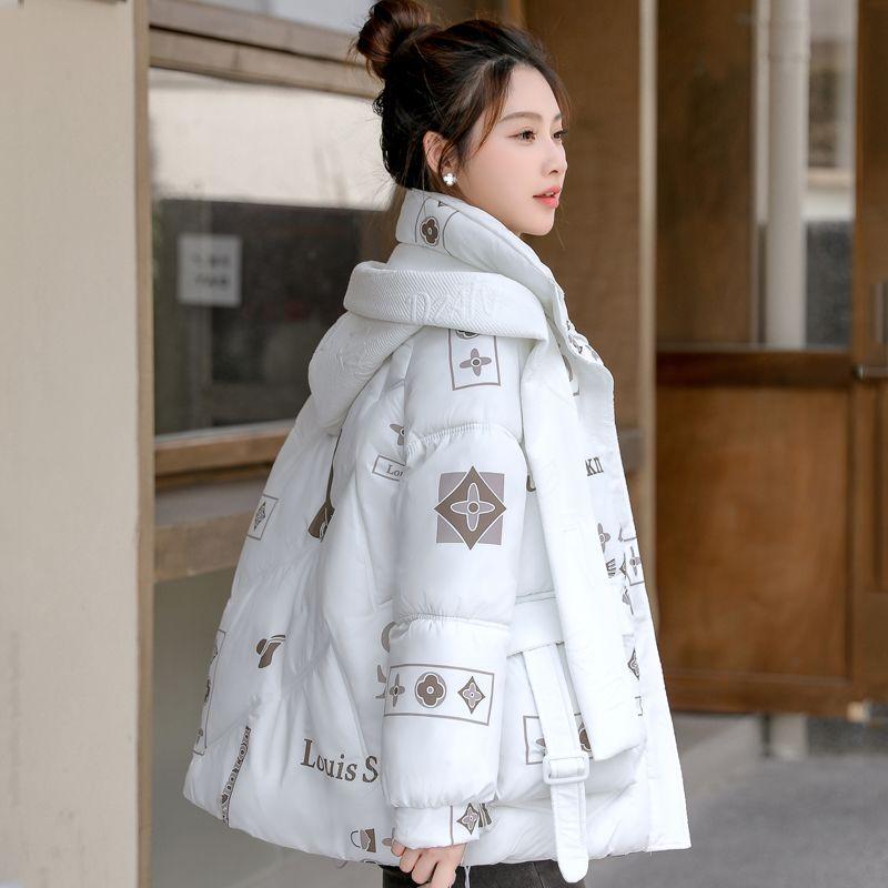 

Зимняя хлопковая куртка с принтом букв, свободного кроя, короткая, утепленная, модное пальто для женщин XXXL белый