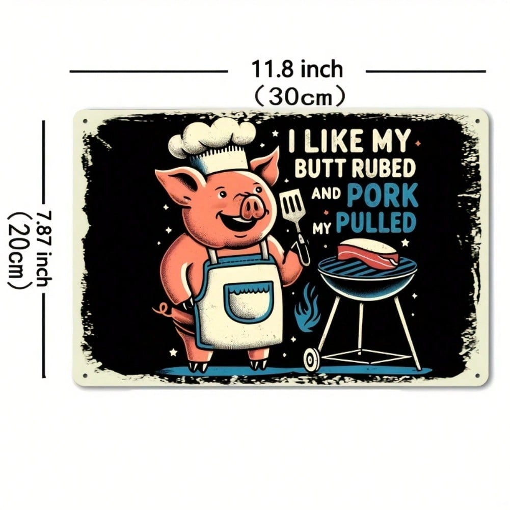 

Funny BBQ Pig Tin Sign Iron Wall Art For Home Bar Man Cave Cafe Garage Decor Unique Gift разноцветный