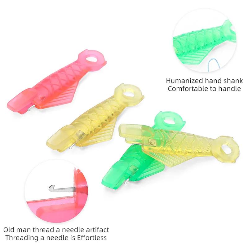 Mini Automatic Needle Threader With Hook Plastic Needle Sewing Machine Insertion Elderly Quick Changer Craft Accessories