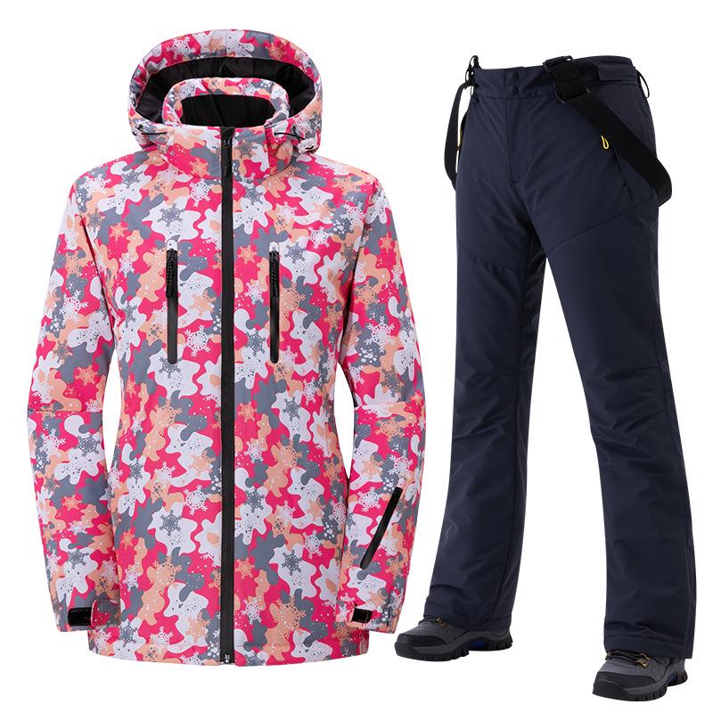 

2024 Unisex Fleece-Lined Ski Suit: Thickened Cotton Jacket & Pants Set 4XL