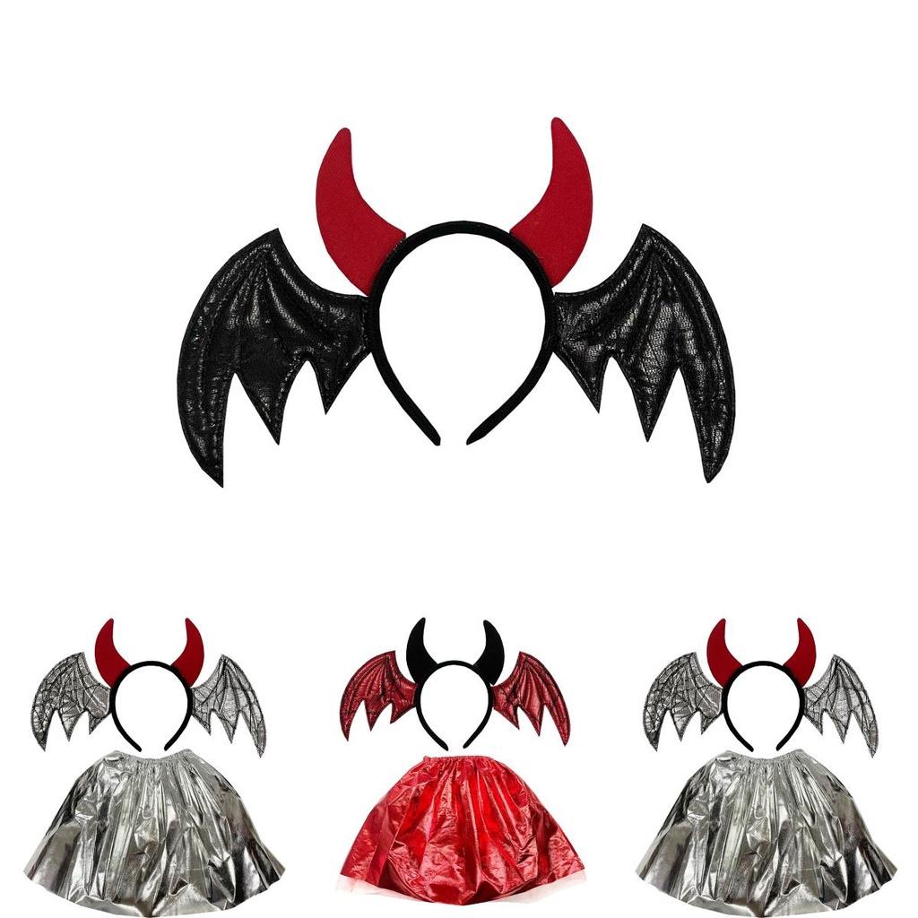 Halloween Bat Headband With Bizarre Animal Wings And Demon Skirt Costume