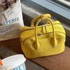 Spring Summer Lychee-pattern Handbag Fashion Solid Color Bowling Bag Multi Compartment Crossbody Bag Simple Versatile Boston Bag