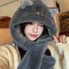 Plush Rabbit Hat and Scarf for Women In One Winter New Cute Warm Scarf Versatile Ear Protection Lei Feng Hat
