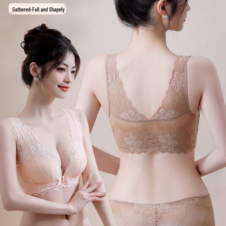 Red Year of the Rabbit Push-up Bra Set: Small Bust, Anti-Sag, Side Support, Bridal