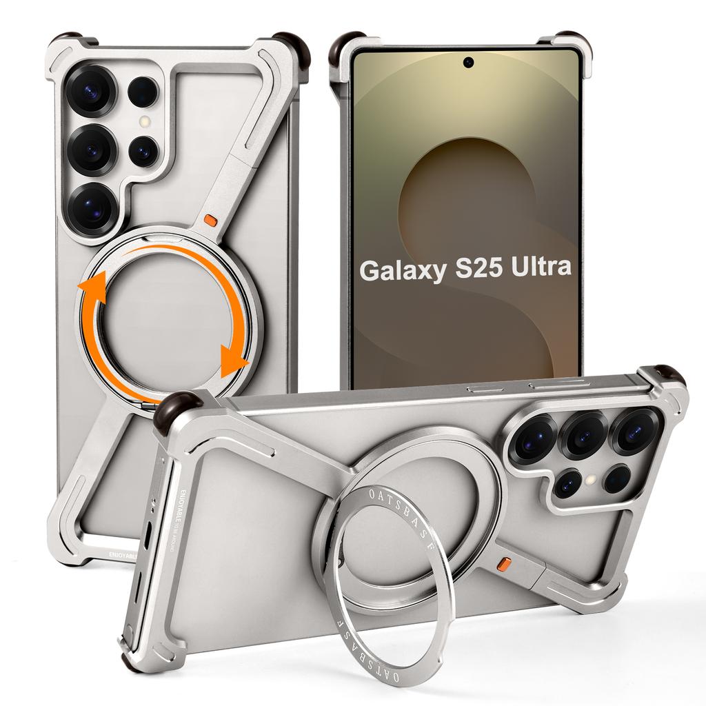 Custodia Eary per Samsung Galaxy S25 S24 Ultra con Anello Magnetico Magsafe Stand Rotante a 360° Copertura Metallica Senza Bordi Antiurto