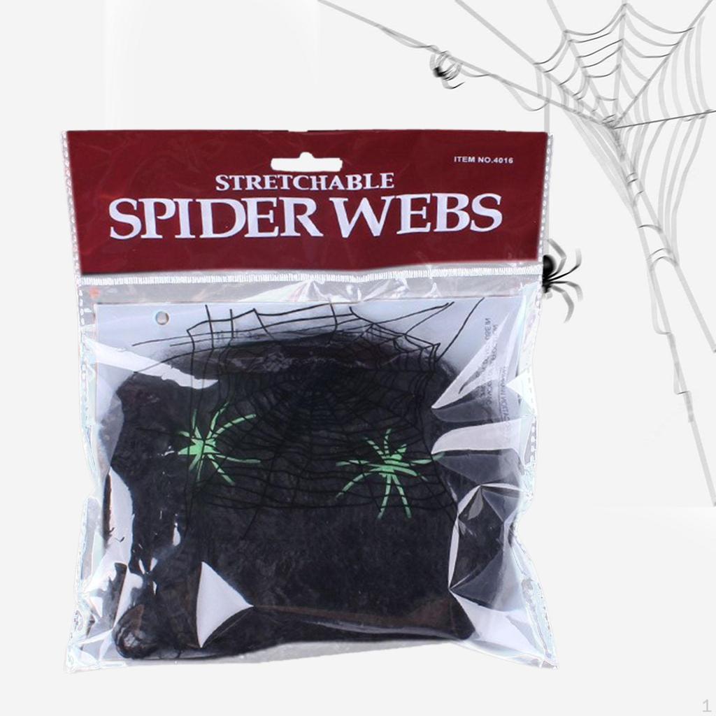 Halloween Spider Webs Decorations Stretchable Cobweb Super Practical Web with 2 Fake Spiders