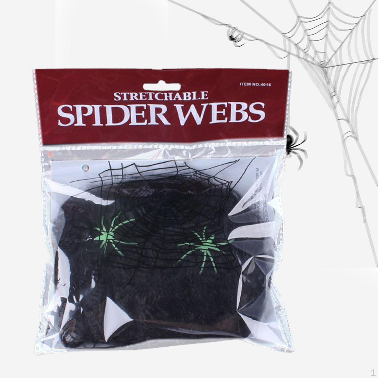 

Украшения из паутины на Хэллоуин, растягивающаяся паутина, суперпрактичная паутина с 2 поддельными пауками чёрный