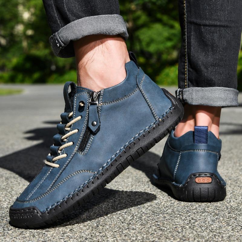Autumn/Winter Men's Martin Boots, Mid- and Low-Top Casual Ankle Boots, British Style, Versatile Men's Casual Shoes with Side Zippers