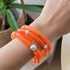 3Pcs/Set Multicolour Beads Resin Bracelet Punk Cuff Bracelet Set New Bamboo Pipe Bangles  Gifts