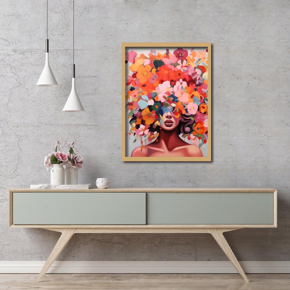 Abstrakt blomst kvinne kunst figur lerretsmaleri mote jente graffiti veggmalerier moderne figurtrykk og plakater romdekor