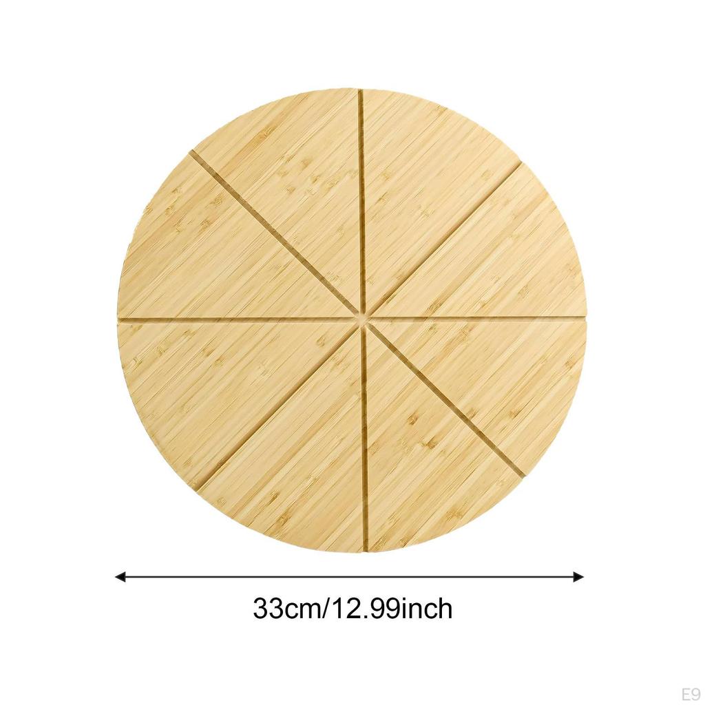 Pizza Cutting Board Bamboo Tray Food Prep Cheese Serving Platter with Grooves for