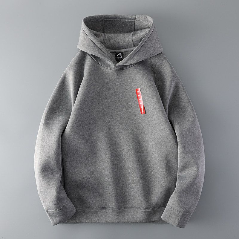 Heavy Weight American Spring and Autumn Sports Memory Cotton Sweater Light Gray L