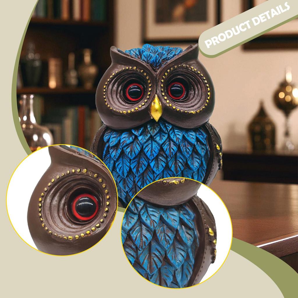 Eulenstatue Kunstwerke Niedliche Vielseitige Tierfigur Harz Eulenornament Tierskulptur für Schlafzimmer Zuhause Hochzeit Büro Schreibtisch