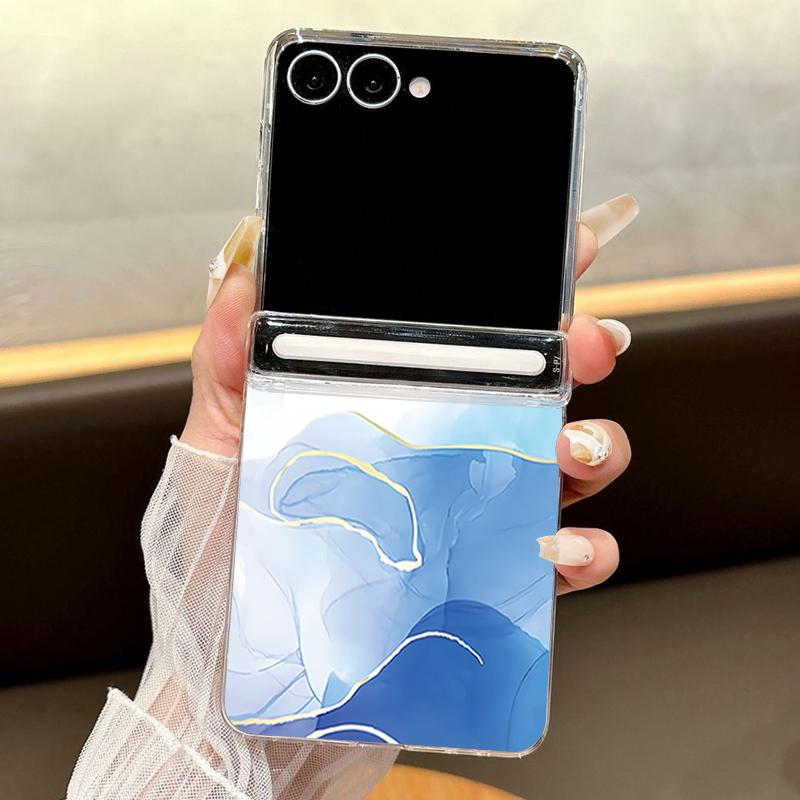 

Colorful Marble Printed Magnetic Clear Phone Case For Samsung Galaxy Z Flip7 FE Flip6 Flip5 Flip7 6 5 Transparent Hard PC Cover Galaxy Z Flip7