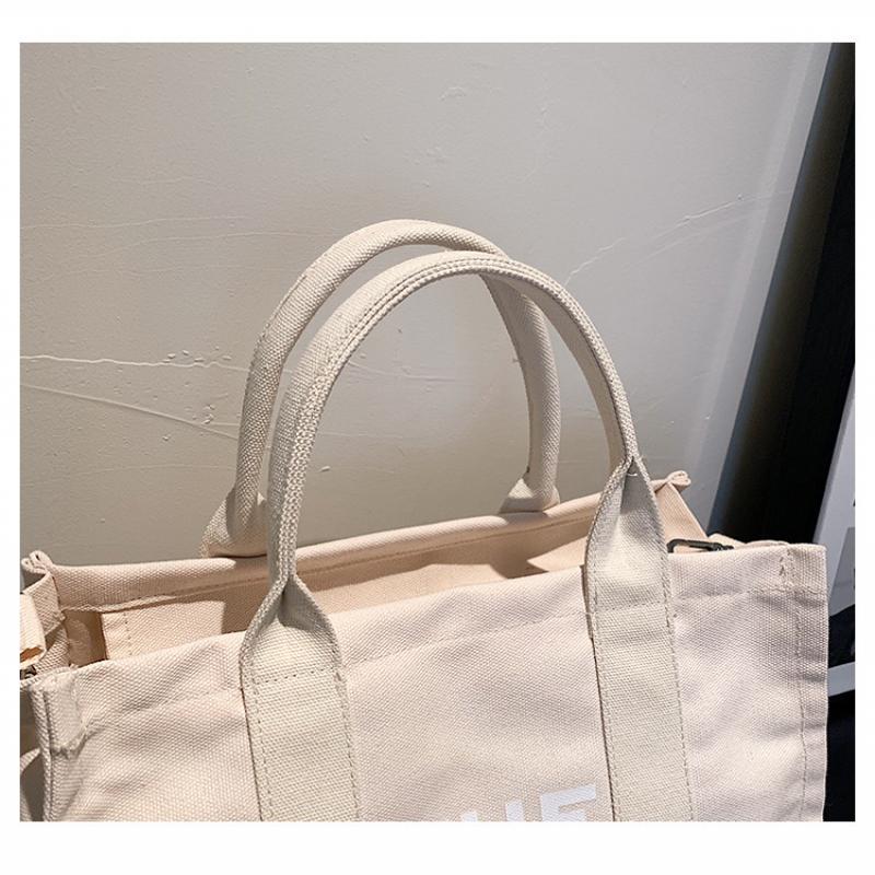 Retro Canvas Laptop Shoulder Crossbody Tote Bag Women Handbag Letter Print 28*33*10cm Multiple Colors