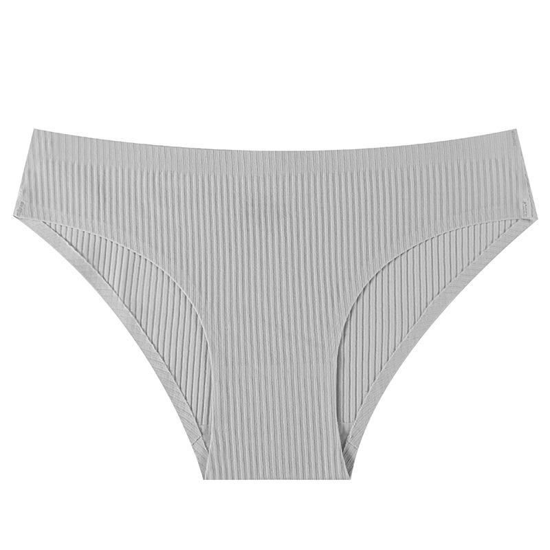 

Жіночі весняно-літні однотонні класичні бавовняні трусики з ниток з низькою посадкою без швів XL сірий колір