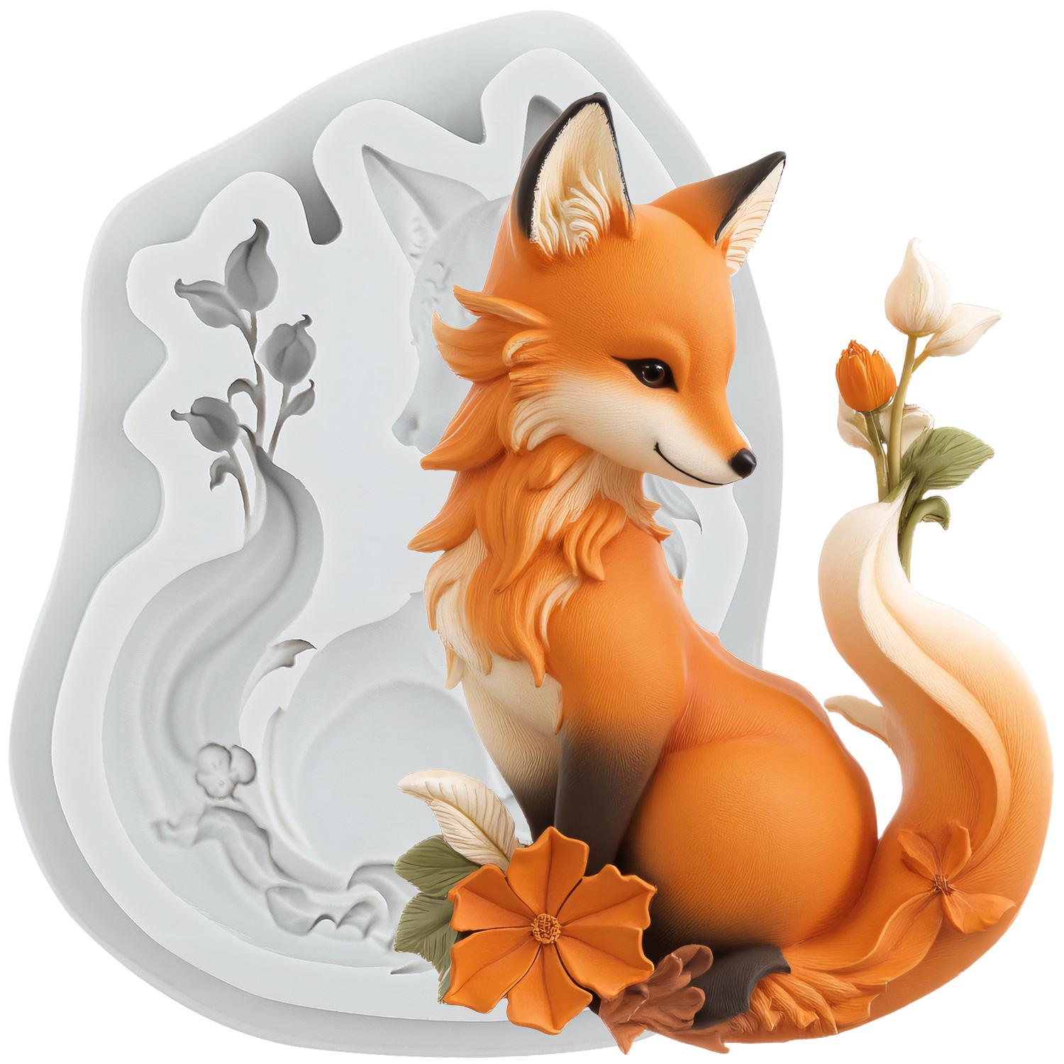 

Animal Fox Silicone Molds Fox Fondant Mold Cake Decorating Tools Cupcake Topper Candy Chocolate Gumpaste Mold серый