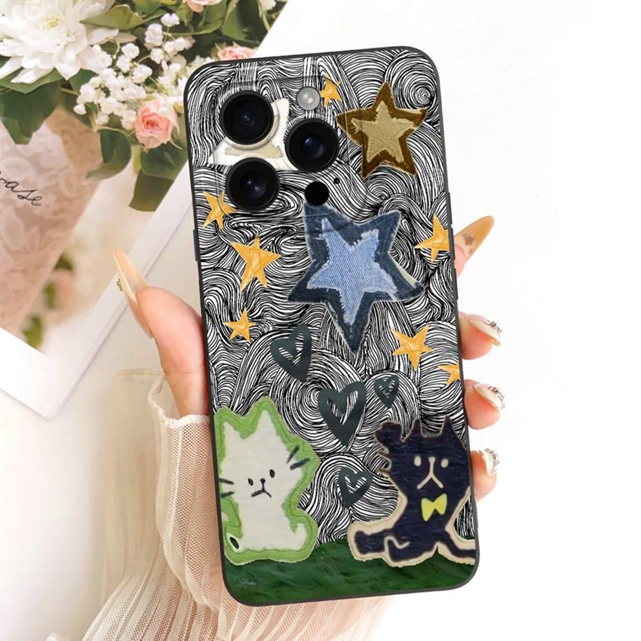 Cute Printed Phone Case For iPhone 16 Pro Max iPhone16 16Pro Soft Silicone Shockproof Cases For iPhone 16ProMax Covers Bumpers