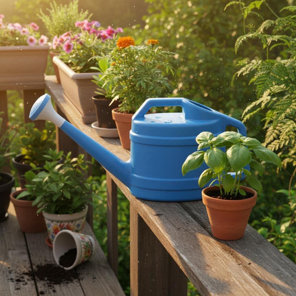 Long Spout Watering Pot Large Capacity Long Spout Watering Can Plastic Water Can with Sprinkler Head Sturdy Construction