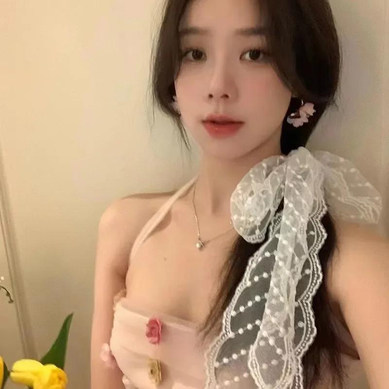 Vintage White Lace Hair Scarf Summer Sweet Bow Headband Elegant Ribbon Scarfs for Women Hairbands 130cm Long Narrow Neckscarf