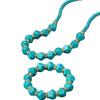 Bohemian Blue Turquoise Rice Bead Bracelet, Elegant Gift Bracelet Necklace Set