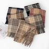 Warm Plaid Faux Cashmere Shawl Poncho Winter Luxury Print Blanket Pashmina Wraps Bufanda With Tassel Scarf Stoled Echarpe