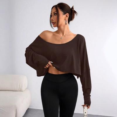 2025 Women New Fashion One Shoulder Solid Color Loose Bottom Top