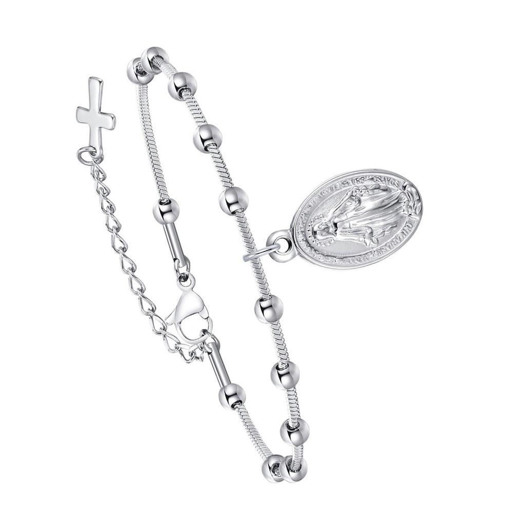 Rosary Cross Beaded Bracelet Snake Chain Bracelet Vintage Minimalist Charm Bracelet Suitable for Fashion Women Present