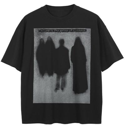 Streetwear Shadows Graphic Black T-Shirt Cotton Unisex Tops Tees Summer Short Sleeves T Shirt