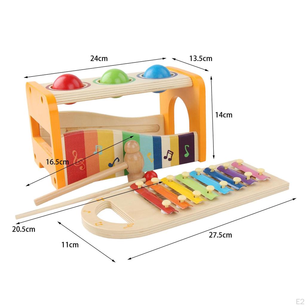 Pound Tap Bench with Xylophone Musical Pounding Toy Coordination Hammering Toys for Family