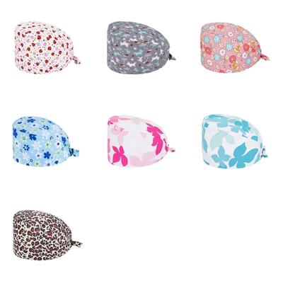 Soft Printed Medicinal Scrub Cap Not Slip Design Lightweight Stretchable Headwear for Nurses